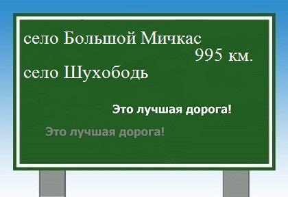 расстояние село Большой Мичкас    село Шухободь как добраться