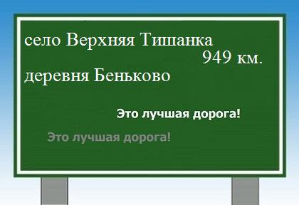 Карта село Верхняя Тишанка - деревня Беньково