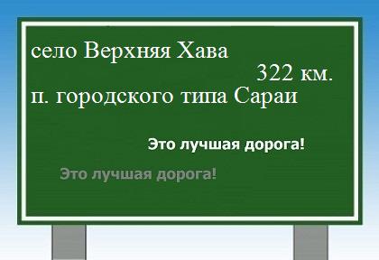 расстояние село Верхняя Хава    поселок городского типа Сараи как добраться