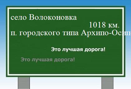 Карта от села Волоконовка до поселка городского типа Архипо-Осиповка