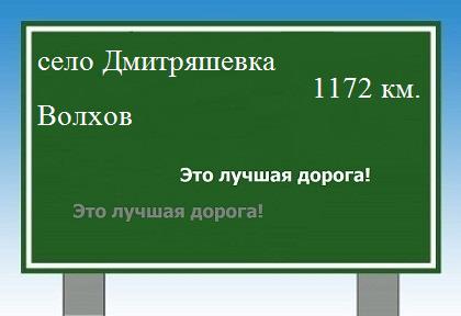 расстояние село Дмитряшевка    Волхов как добраться