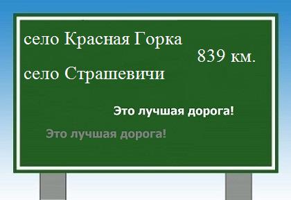 расстояние село Красная Горка    село Страшевичи как добраться