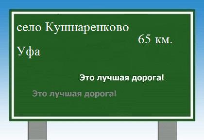 Сколько км от села Кушнаренково до Уфы