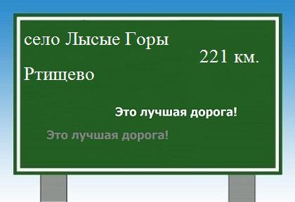 расстояние село Лысые Горы    Ртищево как добраться