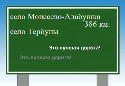 расстояние село Моисеево-Алабушка    село Тербуны как добраться