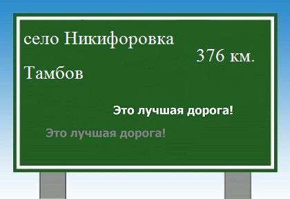 расстояние село Никифоровка  &nbsp; Тамбов как добраться