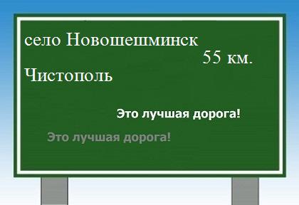 Сколько км от села Новошешминск до Чистополя