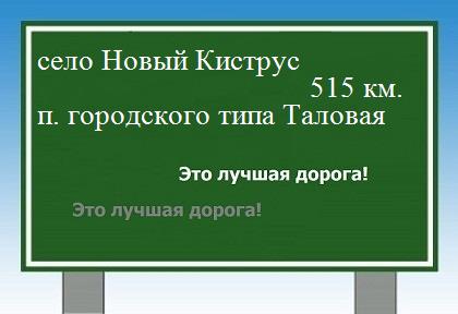 расстояние село Новый Киструс    поселок городского типа Таловая как добраться