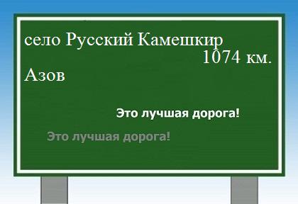 расстояние село Русский Камешкир  &nbsp; Азов как добраться