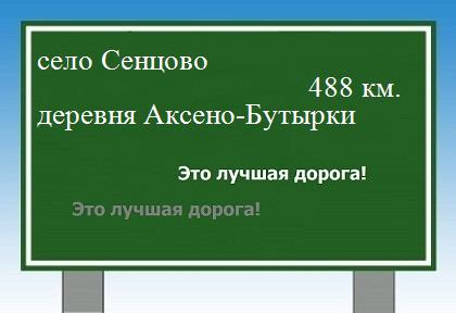 расстояние село Сенцово    деревня Аксено-Бутырки как добраться