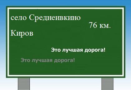 Сколько км от села Среднеивкино до Кирова