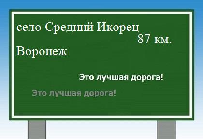 Сколько км от села Средний Икорец до Воронежа