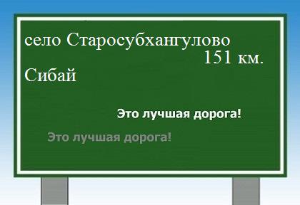 расстояние село Старосубхангулово    Сибай как добраться