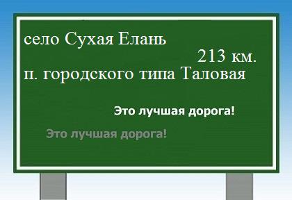 расстояние село Сухая Елань    поселок городского типа Таловая как добраться