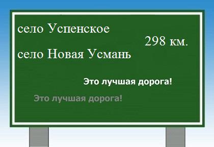 расстояние село Успенское  &nbsp; село Новая Усмань как добраться