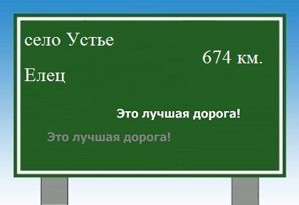 расстояние село Устье    Елец как добраться