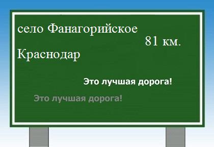 Сколько км от села Фанагорийского до Краснодара