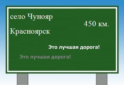 Сколько км от села Чунояр до Красноярска