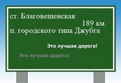 расстояние станица Благовещенская    поселок городского типа Джубга как добраться