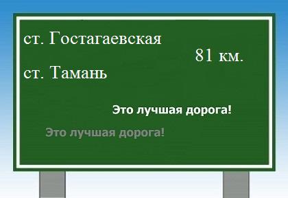 Сколько км от станицы Гостагаевской до станицы тамань