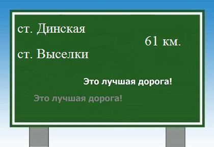 Карта от станицы Динской до станицы Выселки