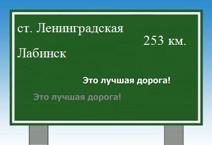 Сколько км от станицы Ленинградской до Лабинска