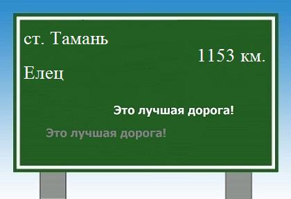 расстояние станица Тамань    Елец как добраться