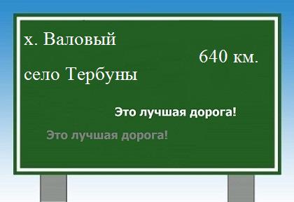 расстояние хутор Валовый  &nbsp; село Тербуны как добраться