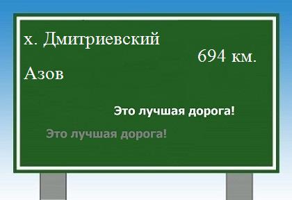 расстояние хутор Дмитриевский    Азов как добраться